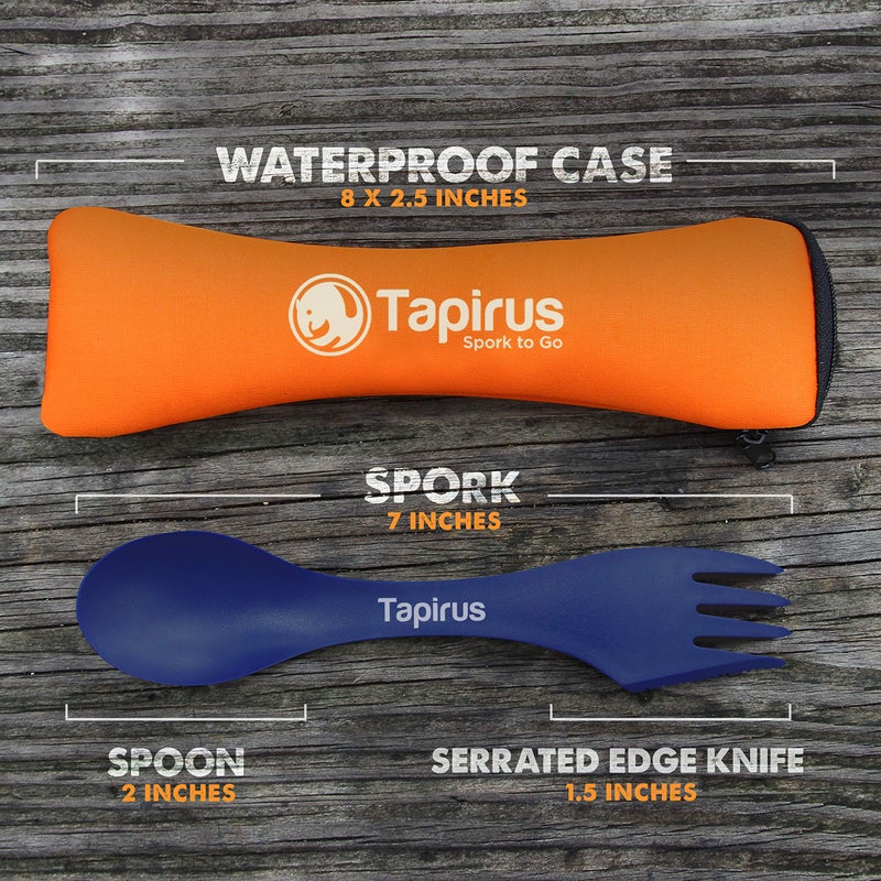 Tapirus - 4 Orange Spork to Go Set - 7-inch Durable & BPA Free Sporks - Spoon, Fork and Knife Combo Utensils Flatware - Mess Kit for Camping, Hunting and Outdoor Activities - Comes in a Carrying Case - Image 5